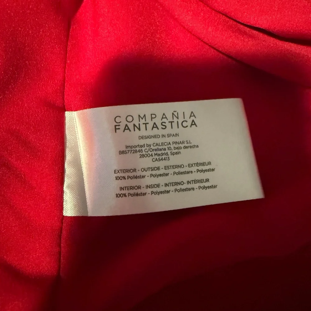 Scallop-Trim Open-Front Red Blazer